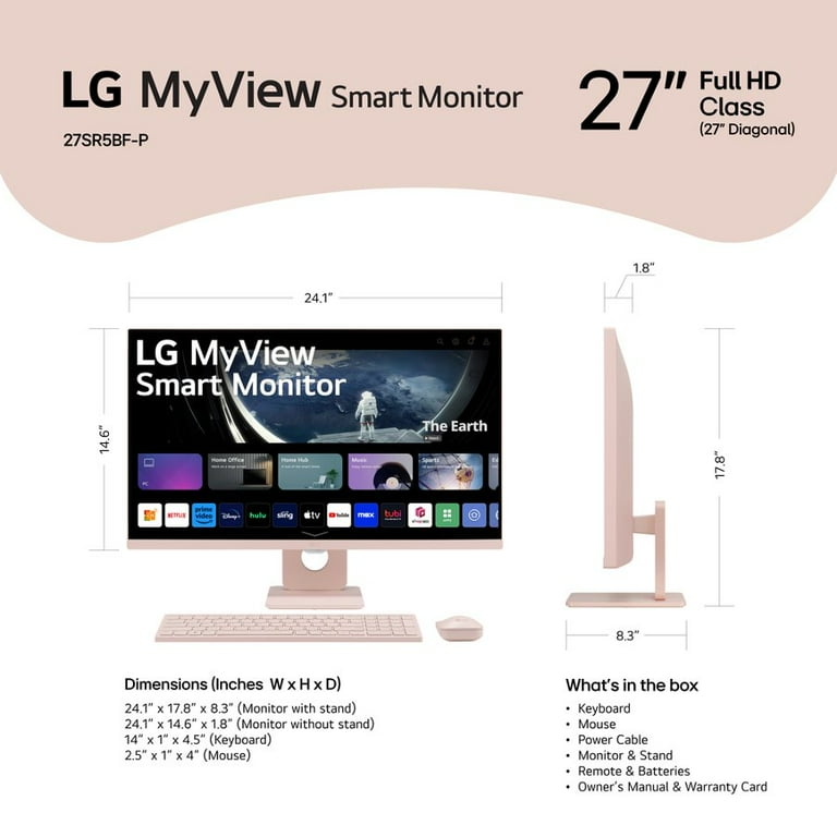 LG MyView Smart Monitor 27 inch, with Wireless Keyboard and Mouse