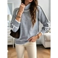 thumbnail image 5 of Fall Sweaters for Women Trendy Cute Cozy - Long Sleeve Colorblock Knitted Pullover Tops Grey L, 5 of 6