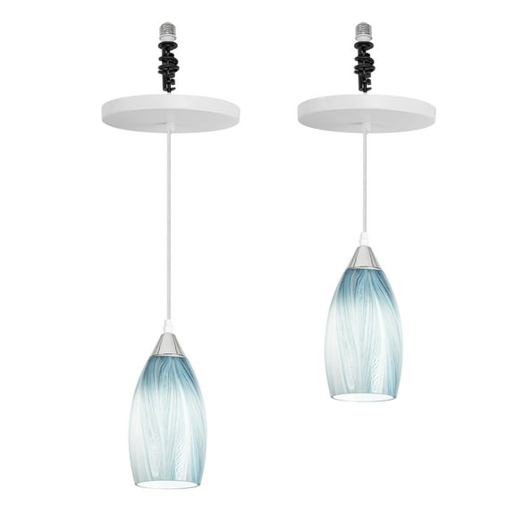 Kiven Instant Light Conversion Kit for 4/5/6inch Hole, 2 PackArt Glass Farmhouse Lighting Recessed Can Light Conversion Kit to Pendant with E26 Screw-in Adapter for Kitchen Living Hallway TB3232-G