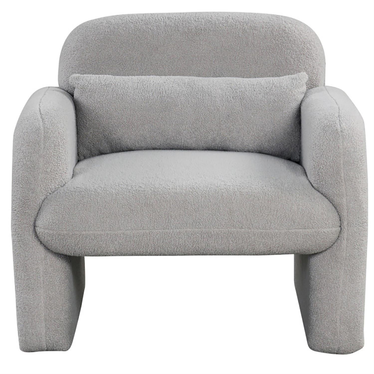Demi Bonn Modern Accent Chair, Elegant Armchair with Waist Pillow and Armrests, Suitable for Living Room Bedroom Reception Room Office, Gray