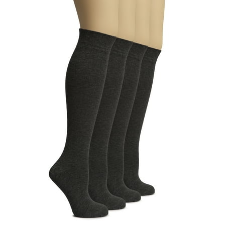 

HUGH UGOLI Women s Bamboo Knee High Socks Dress Socks 4 Pairs Charcoal Shoe Size: 5-8