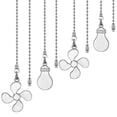 thumbnail image 1 of Ceiling Fan Pull Chain Set, 4 Pieces Bulb and Fan Pattern Pull Chain Extension Fan Pull Chain Pendant 12 Inch Ceiling Fan Chain Extender with Ball Fan Chains Connector (Nickel), 1 of 4