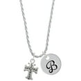 thumbnail image 1 of Delight Jewelry Silvertone Scroll Cross with Antiqued Decoration Silvertone Script Initial Disc - B - Charm Necklace, 20"+3", 1 of 4