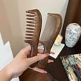 thumbnail image 4 of Walnut Wood Hair Comb Set - Two Pack Wide Tooth Wooden Hair Brush with Handle for Curly Hair Care and Detangling, 4 of 8
