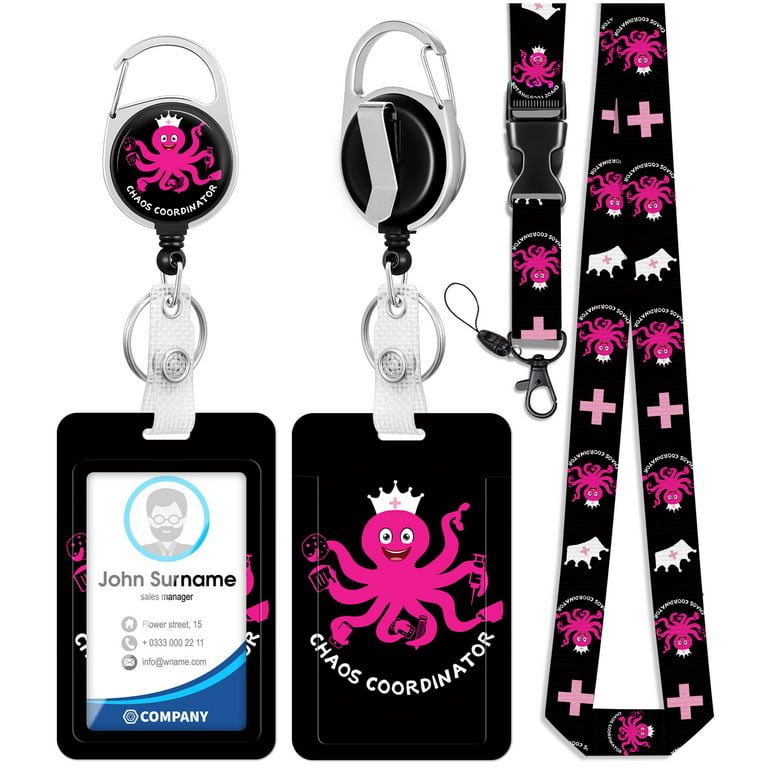 ID Badge Holder with Lanyard and Retractable Badge Reel Clip, Funny RN LPN  Chaos Coordinator Card Name Tag Lanyard Vertical ID Protector Bage Clips