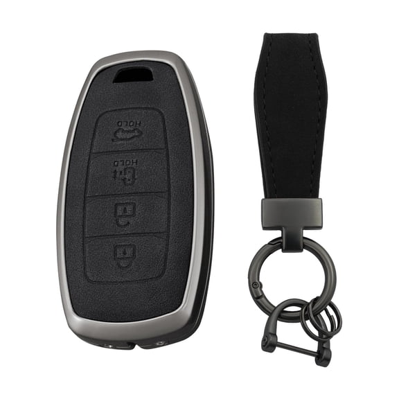 Key Fob Cover with keychain, Zinc Alloy Car Key Fob Case Compatible with Hyundai i30 ix25 Ix35 Elantra Encino Kona Solaris Azera Grandeur Ig TM Accent Santa Fe Palisade 4 Button Key Protector Holder
