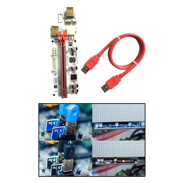 Tarjeta Riser 6 Pin VER010-X perfecl para GPU USB 3.0 Rojo