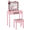 Pink Zebra Pattern, variant on Hassch Small Vanity Desk with LED Lights and Mirror, 23.6 Inch Makeup Table with Stool, Dressing Table with Storage Drawer, Pink