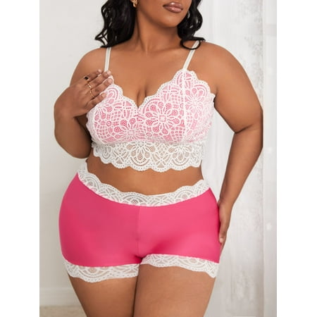 

Multicolor Cute Women s Plus Contrast Lace Lingerie Set 2022 4XL(20) Y061D
