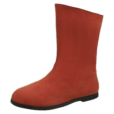 VMESZQFG Womens Booties Shoes Half Calf Boots for Women with Heel Retro Black Low Heel Short Boots Women s New Spring And Autumn Single Boot Round Slip on Cowboy Boots for Women Red