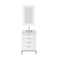 thumbnail image 2 of Water Creation Bristol 24" Wood Single Bathroom Vanity in Pure White & Gold, 2 of 7