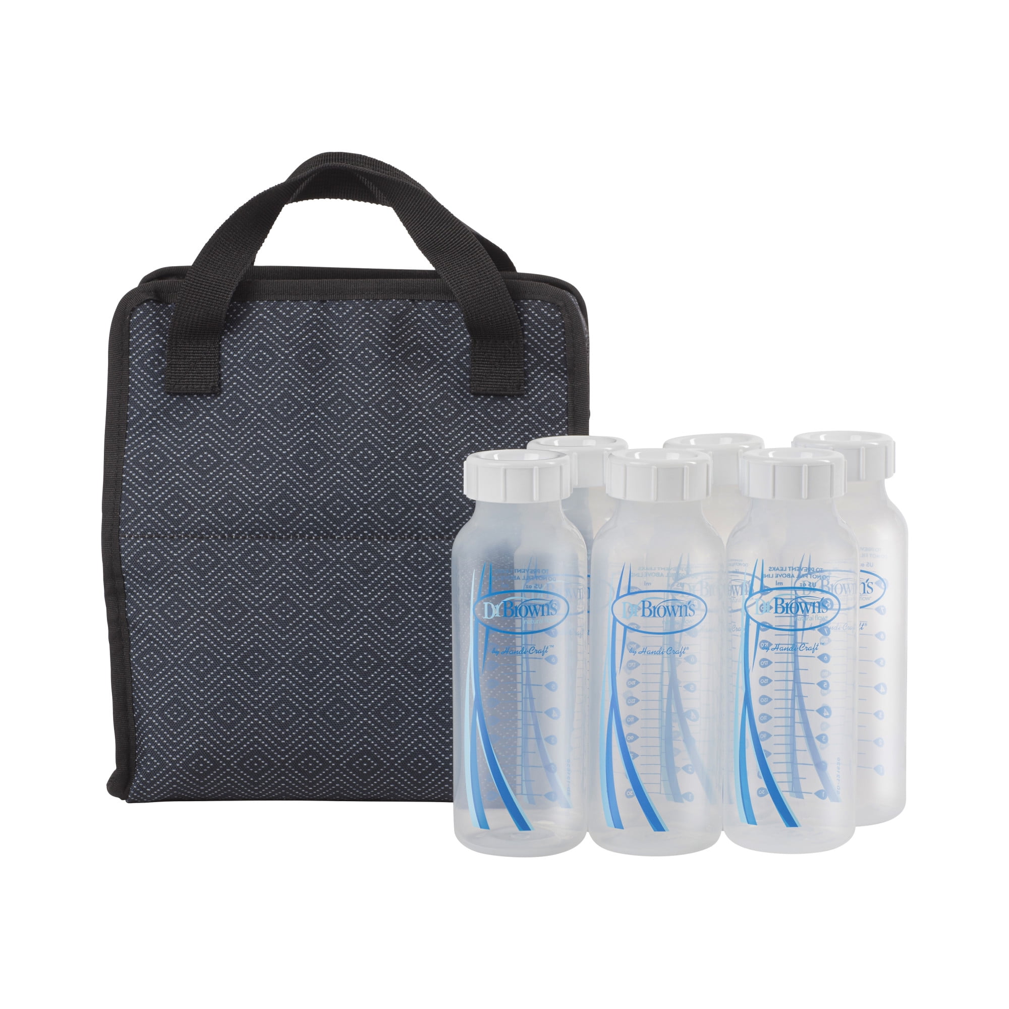 Dr. Brown's Fold & Freeze Bottle Tote, Insulated Cooler Bag, Holds 6 Baby Bottles, Black, 1 Pack
