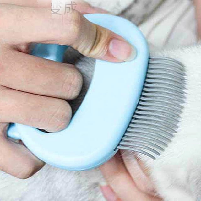 Green Pet Massage Brush Shell Shaped Handle Hair Remover Cats Grooming Tool