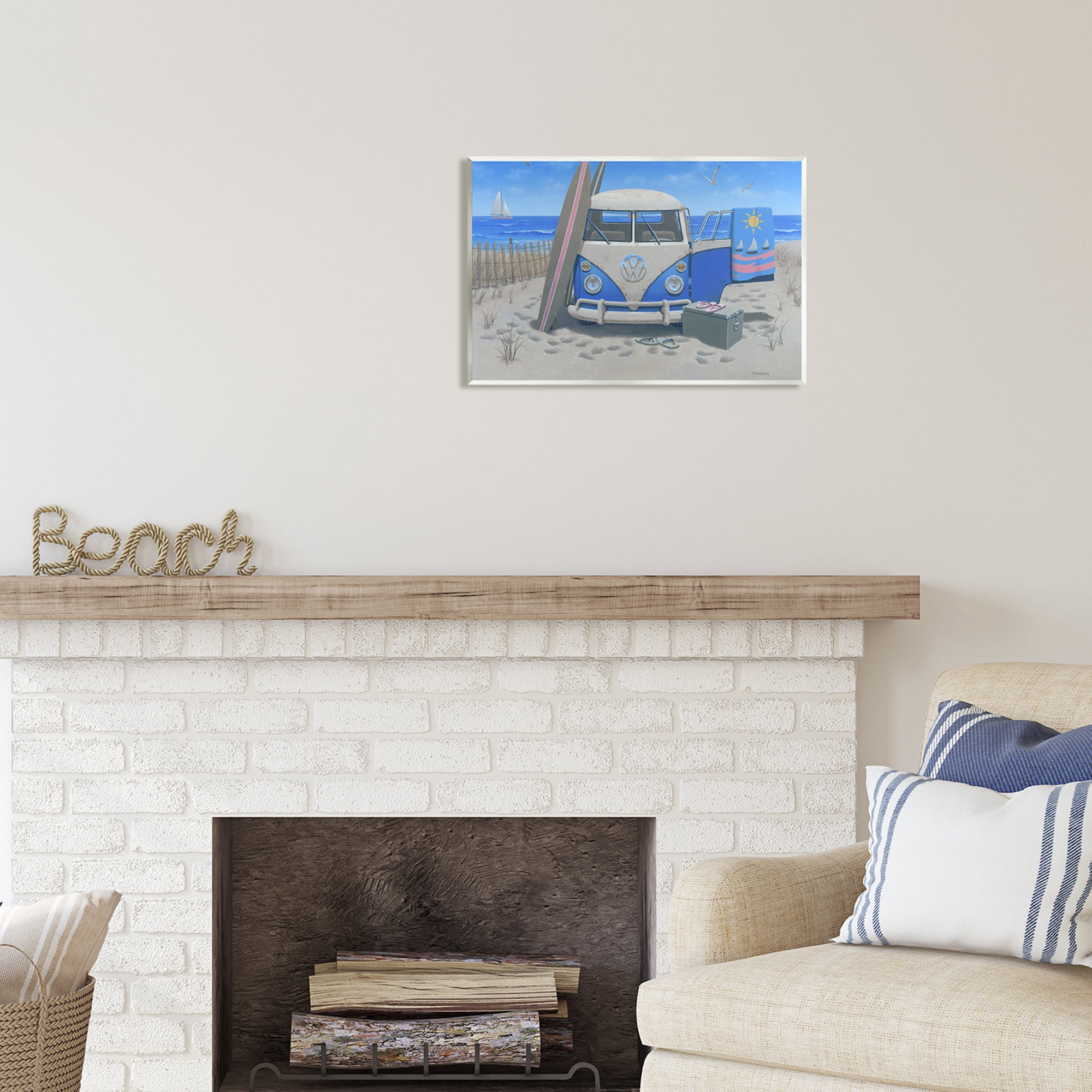 Stupell Industries Tropical Summer Beach Van Coastal Painting Unframed Art Print Wall Art