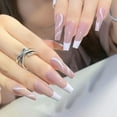 thumbnail image 4 of Long French Striped Nails for Women - 24 Piece Press-On Nail Set for Elegant, 4 of 6