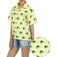 thumbnail image 2 of LA LEELA Hawaiian Shirts Womens Casual Summer Beach Party Short Sleeve Vacation Blouse Shirt Tropical Blouses Dress Tops Tee Shirts Dresses for Women L All Over Palm, Autumn Beige, 2 of 4