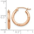 thumbnail image 4 of 14K Rose Gold Lightweight Satin Diamond Cut Hoop Earrings (15 X 2) Made In Peru tf755, 4 of 5