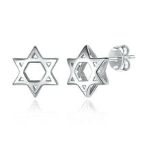ChicSilver 925 Sterling Silver Jewish Star of David Stud Earrings Fashion Jewelry for Women Men, Silver