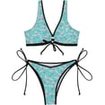 thumbnail image 2 of Dreamtimes Exotic Flowers Bikinis Swimsuit Set for Women Swimwear Triangle Bathing Suit Tie String Thong, X-Large, 2 of 7