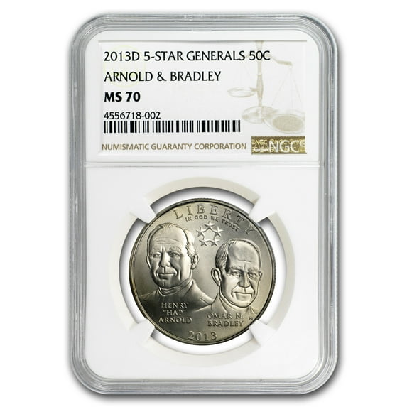 2013-D 5 Star Generals 1/2 Dollar Clad Commemorative MS-70 NGC