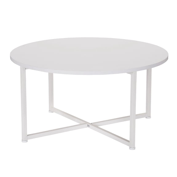 Household Essentials Jamestown Round Coffee Table Scandinavian White and White Metal