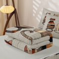 thumbnail image 5 of Manfei Patchwork Cat Zipper Queen Comforter Set with Fitted Sheet and 2 Pillowcases, Modern Fashion Grid Zipper Bedding Set, Beige, Gray Reversible, 4 Pieces, 5 of 7
