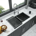 thumbnail image 4 of Double Bowl Undermount Sink, 33"x19" Gunmetal Black Double Bowl Kitchen Sink 16 Gauge with Two 10" Deep Basin, X Grooves Engineered for Easy Draining, 4 of 6