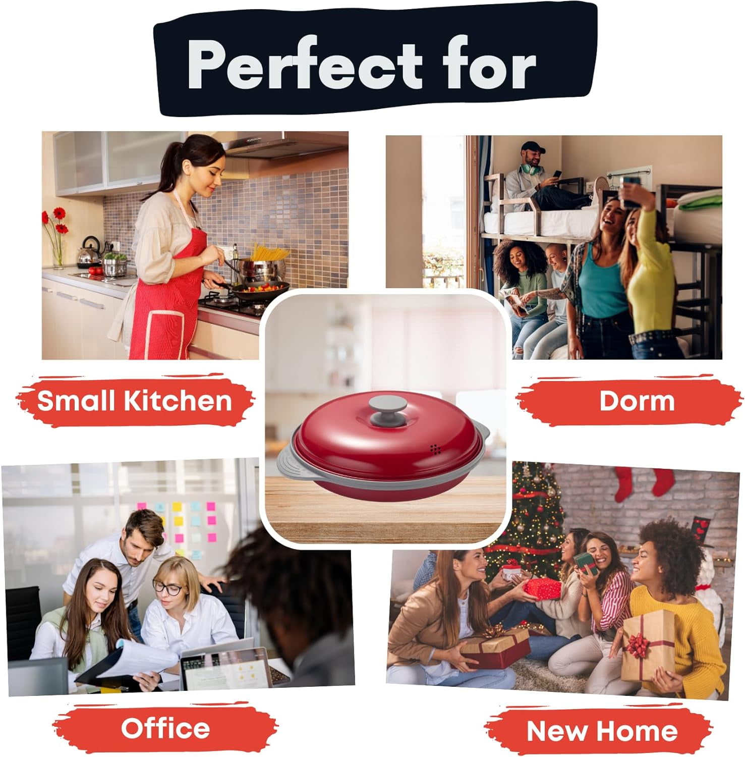 Microwave Grill Pan with Lid | Griddle & Crisper Cookware for Grilling, Browning & Crisping Foods