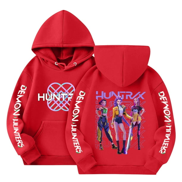 Pop Demo-n Hunters Hooded Hooded Sweatshirt,HUNTR/X Rumi,Mire Zoeyy Kids Long Sleeve Hooded Sweatshirt,HUNTR/X Print,Girls' Fashion Casual Long Sleeve Printed Crew Neck Hooded Sweatshirt Top