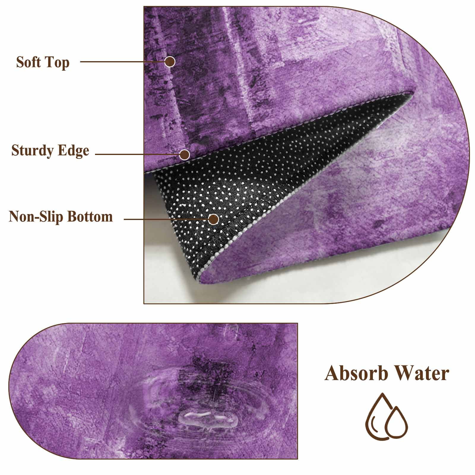 Purple Round Area Rug 4 FT, Non Slip Indoor Outdoor Rug, Retro Oil Painting Modern Abstract Art Aesthetics Washable Soft Circular Carpet Non-Shedding Floor Mat for Coffee Table Nursery Foyer Balcony