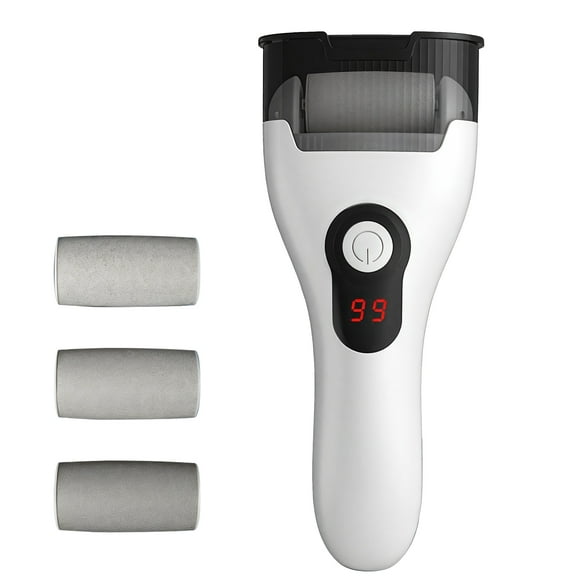 INSMART Electric Foot Callus Remover for Feet,Rechargeable Pedicure Tools Foot Care Feet File, Callus Remover Kit With 3 Coarse Roller Heads Smart LED Light for Dead,Hard Cracked Dry Skin