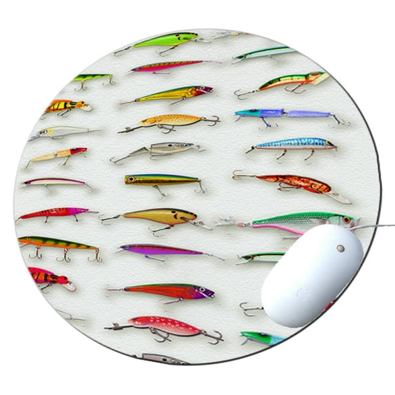 KuzmarK Round Mousepad / Hot Pad / Trivet - Many Fishing Lure Lures