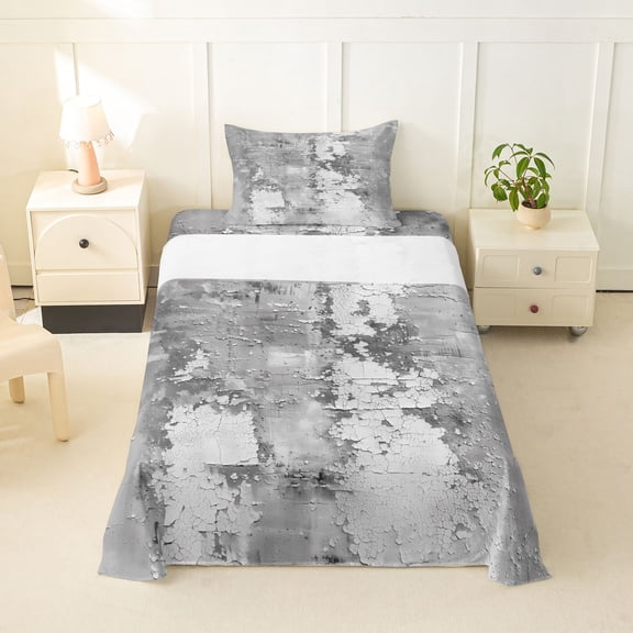 Homewish Gray Tie Dye Twin Sheets,Retro Geometric Artwork Bedding,3 Pieces,1 Fitted Sheet and 1 Pillowcase