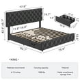 thumbnail image 2 of Upholstered Queen Platform Bed Frame with 4 Storage Drawers Adjustable Headboard, PU Leather Platform Storage Bedframe with Button Tufted, Wooden Slats Support, No Box Spring Needed, Noise-Free, 2 of 7