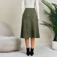 thumbnail image 6 of UKHCCC Women's Faux Suede A-Line Maxi Skirt High Wrap Elastic Waist Casual Flowy Midi Length Fall Winter Office Party Boho Chic Solid S-XL, 6 of 6