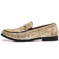 thumbnail image 2 of COSIDRAM Men's Glitter Dress Shoes Metallic Sequins Tuxedo Luxury Gold Buckle Loafers Slip-on Wedding Party Shoes, 2 of 6