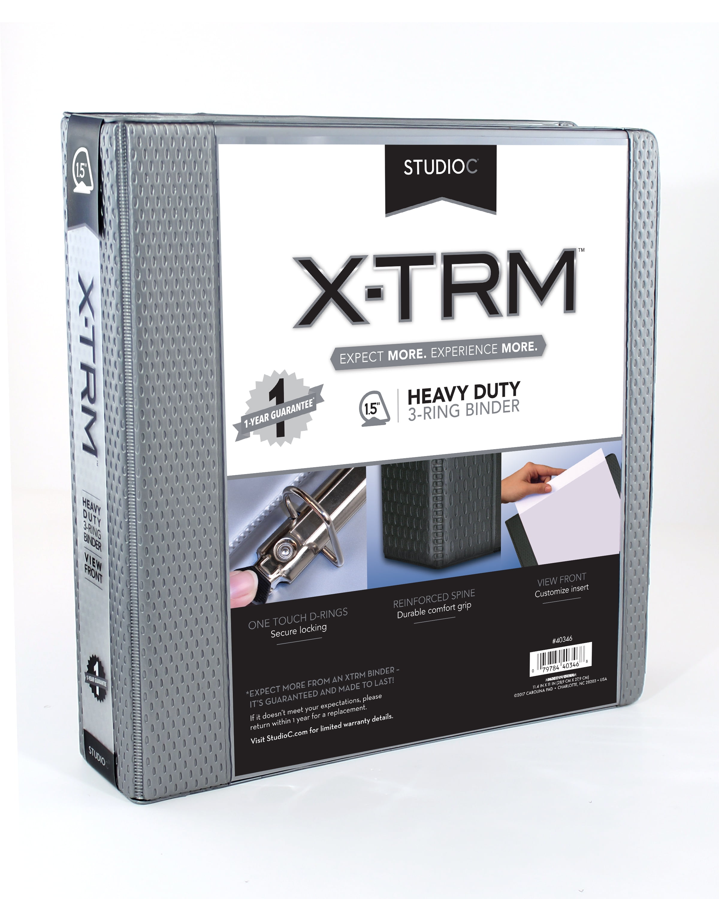 Studio C Xtrm 1.5 inch Silver Heavy Duty View Binder Walmart