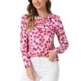 thumbnail image 5 of INSPIRE CHIC Women's Valentine's Day Ruffle Neck Long Sleeve Blouse Shirts XS Light Pink-Dots, 5 of 7