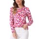thumbnail image 4 of Blusa de manga larga con cuello de volantes para mujeres INSPIRE CHIC, Día de San Valentín, XS, rosa claro con puntos, 4 of 6
