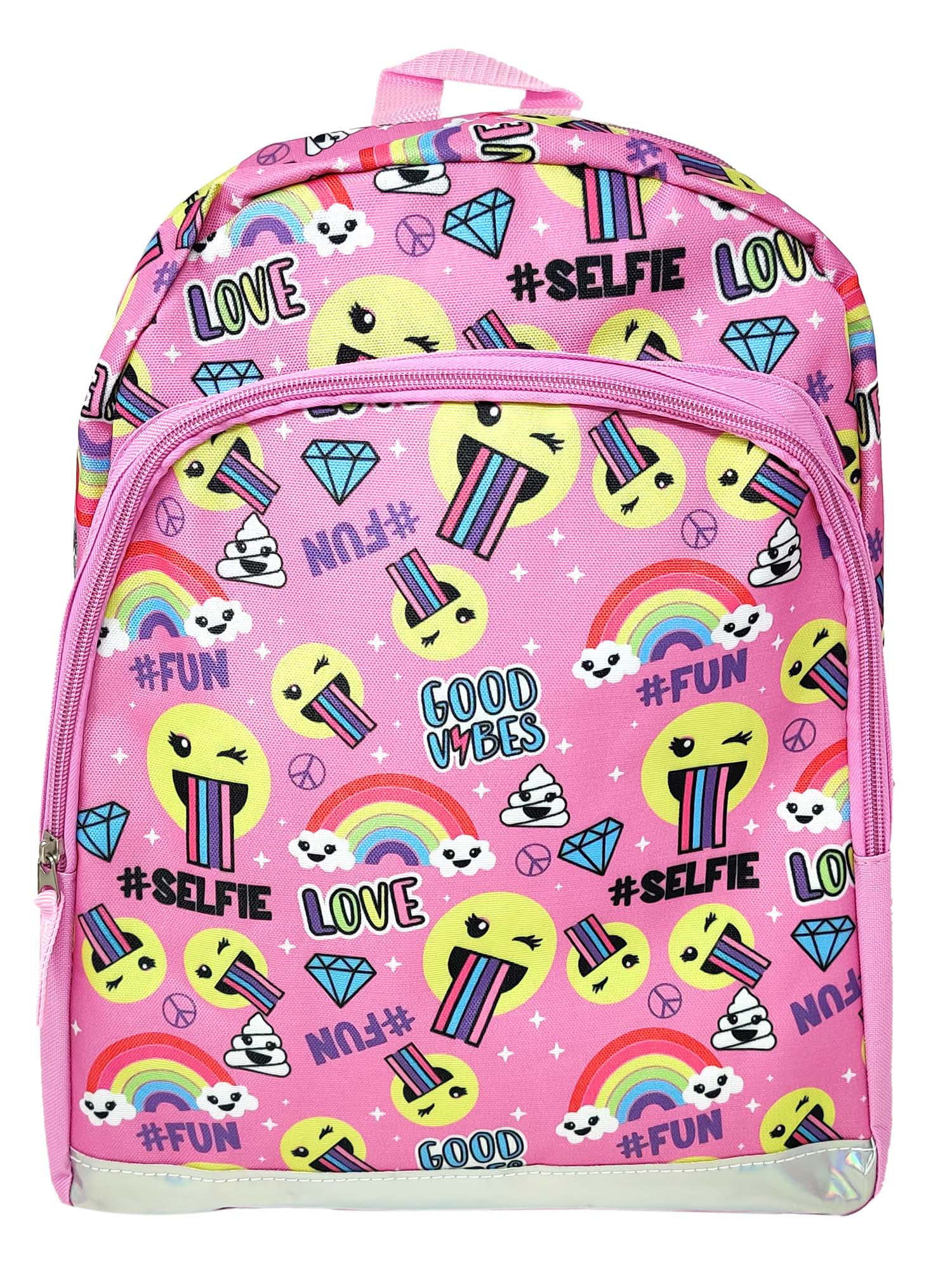 Cute Emoji Face Plush Kids Backpack Purse School Shoulder Bag Crossbody Handbag 