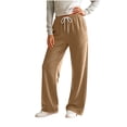 thumbnail image 6 of Tqcoqu Women's Wide Leg High Waist Sweatpants, Casual Straight Leg Drawstring Elastic Waist Long Jogger Pants with Pockets For Winter, 6 of 7