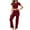 Wine, variant on Kaemgyyd 2 Piece Outfits for Women Ribbed Short Sleeve Crop Top and High Waisted Long Pants Solid Color Lounge Set