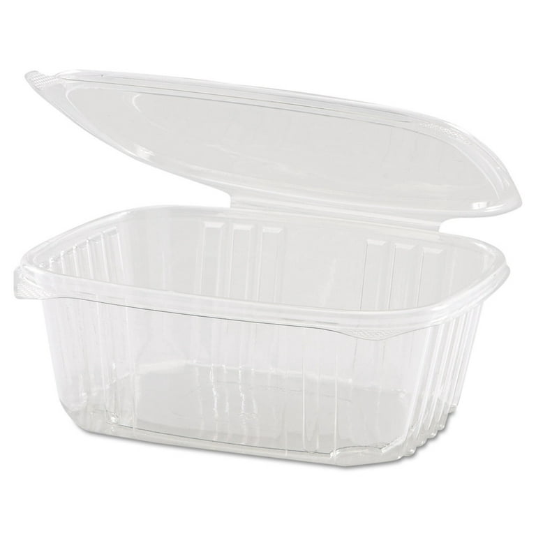 Genpak AD24 24 oz Plastic Hinged Container, 7-1/4 x 6-3/8 x 2-1/4, Clear  - 200 / Case