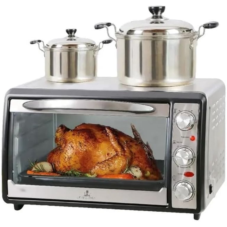 Extra Large Stainless Steel Toaster Oven with Warming Tray, Timer
