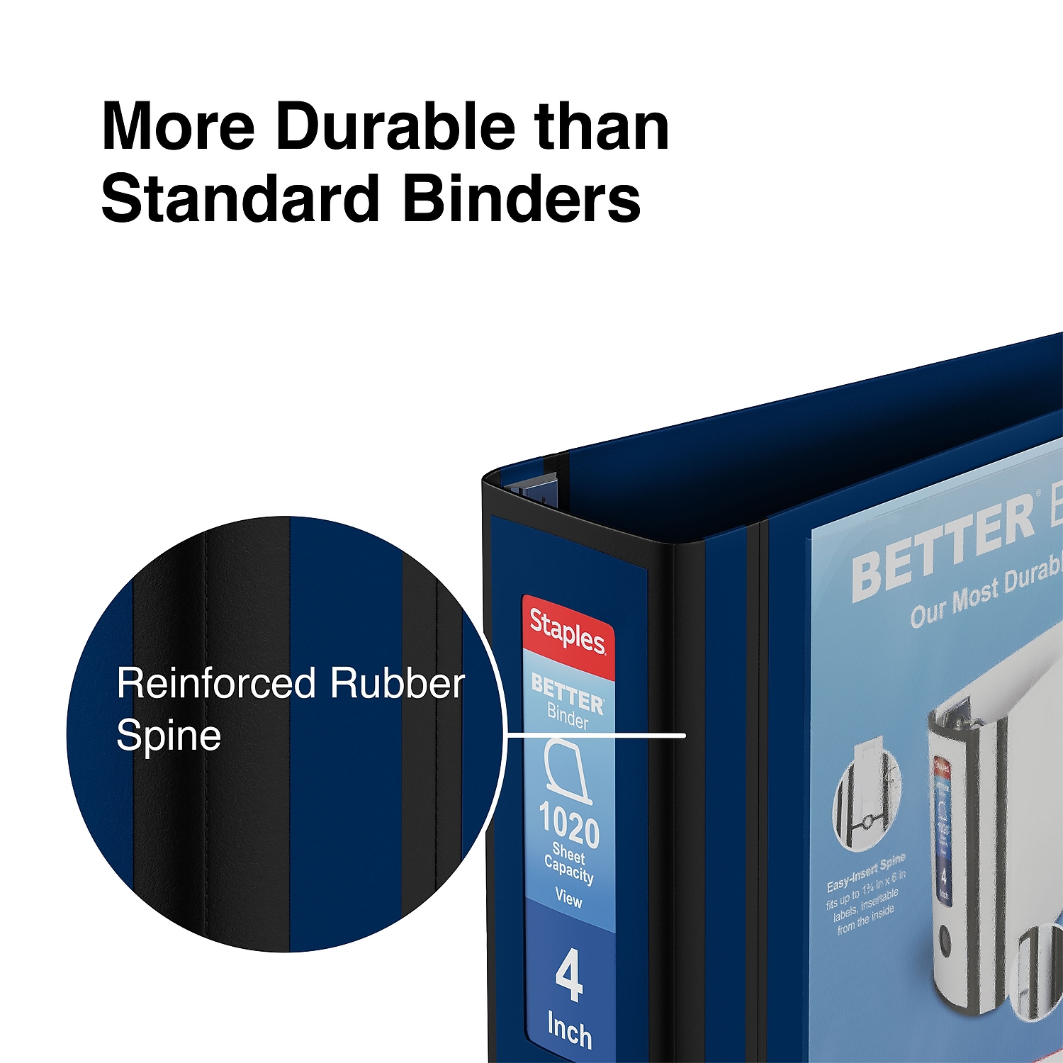 Staples Better 4-Inch 3-Ring D-Ring Binder, Blue photo 4