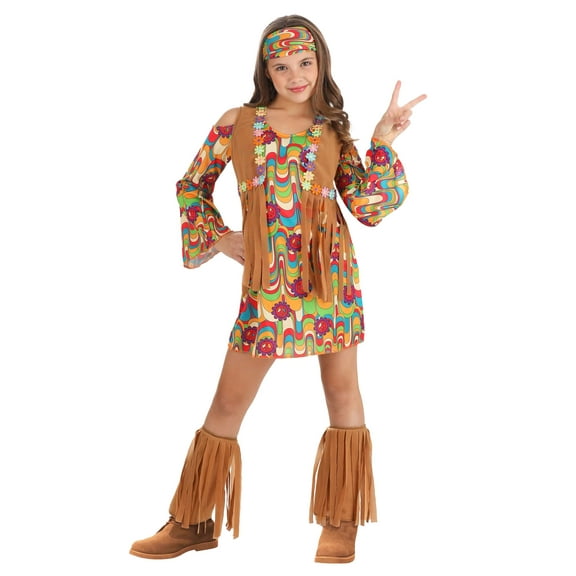 Girl's Woodstock Flower Hippie Costume