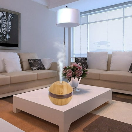 Wood Grain LED Ultrasonic Air Aroma Essential Diffuser Humidifier Aromatherapy Cool Atomizers Spherical