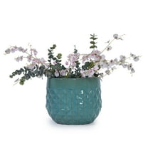 MAYEERTY 3 Pack Ceramic Plant Pots, Planter for Indoor Outdoor Patio, Garden, Blue