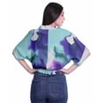 thumbnail image 4 of Moomaya Wrap Tops For Women Printed Elastic Waist Boxy Sleeve Casual Wrap Blouse, 4 of 5