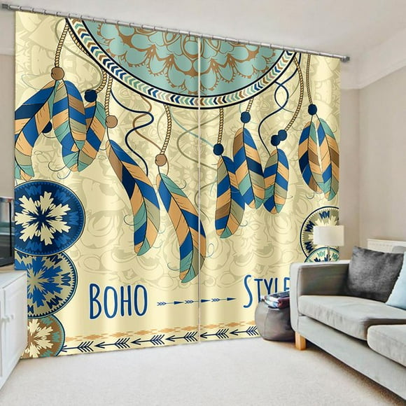 Dream Catcher Shower Curtain, Bohemian Ethnic Dream Catcher Window Curtain for Bedroom Privacy Drapes, Sunlight Filtering Curtains for Living Room Kitchen, 52x63 inch 2 Panels